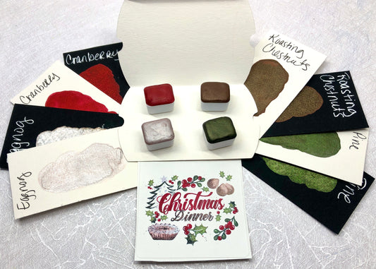 Christmas Dinner Collection ~ Handmade shimmer watercolor paint-half pan