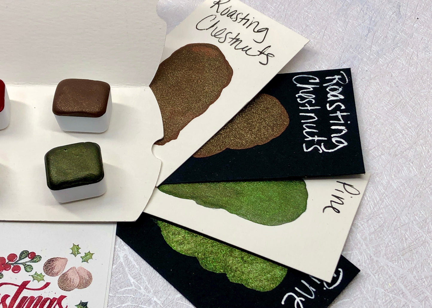 Christmas Dinner Collection ~ Handmade shimmer watercolor paint-half pan