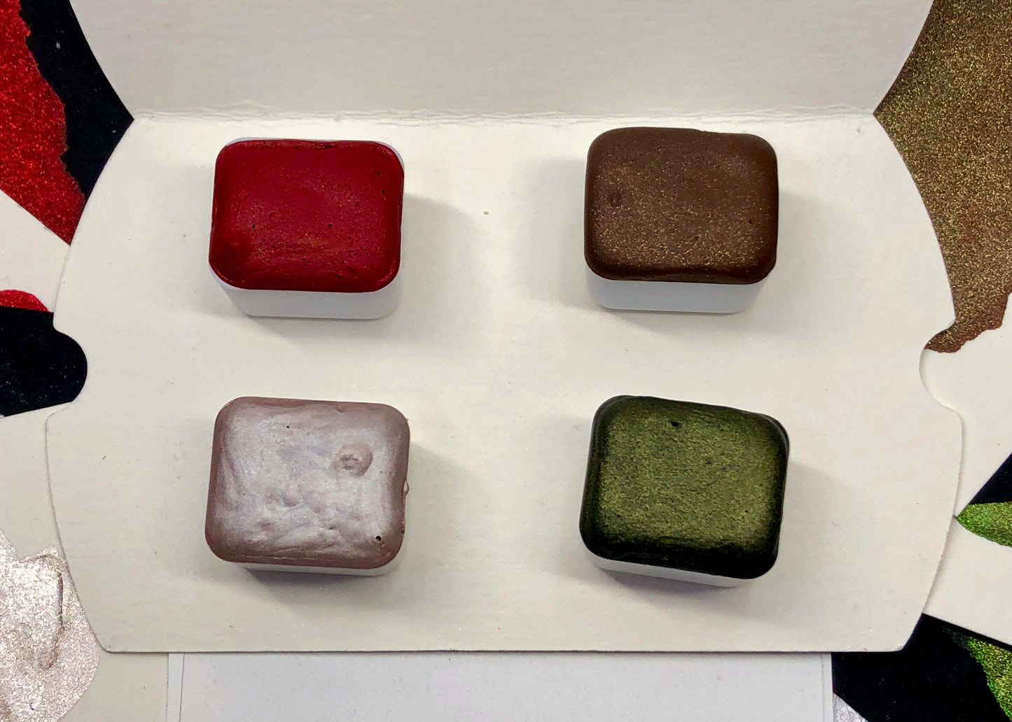 Christmas Dinner Collection ~ Handmade shimmer watercolor paint-half pan