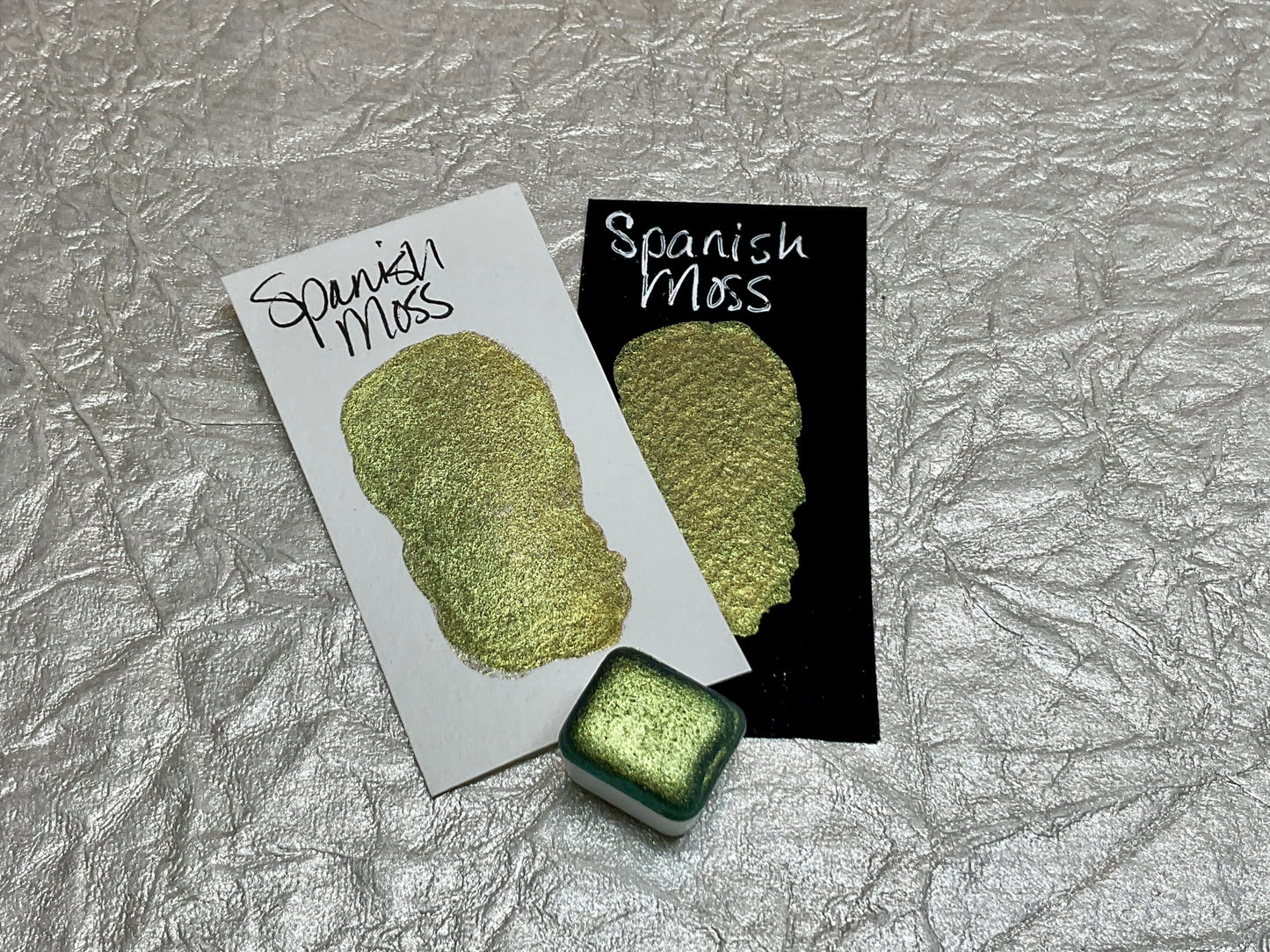 Spanish Moss-Handmade Shimmer watercolor paint-half pan