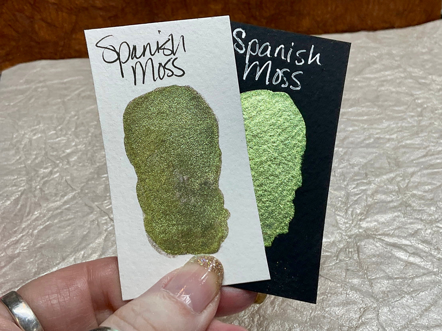 Spanish Moss-Handmade Shimmer watercolor paint-half pan