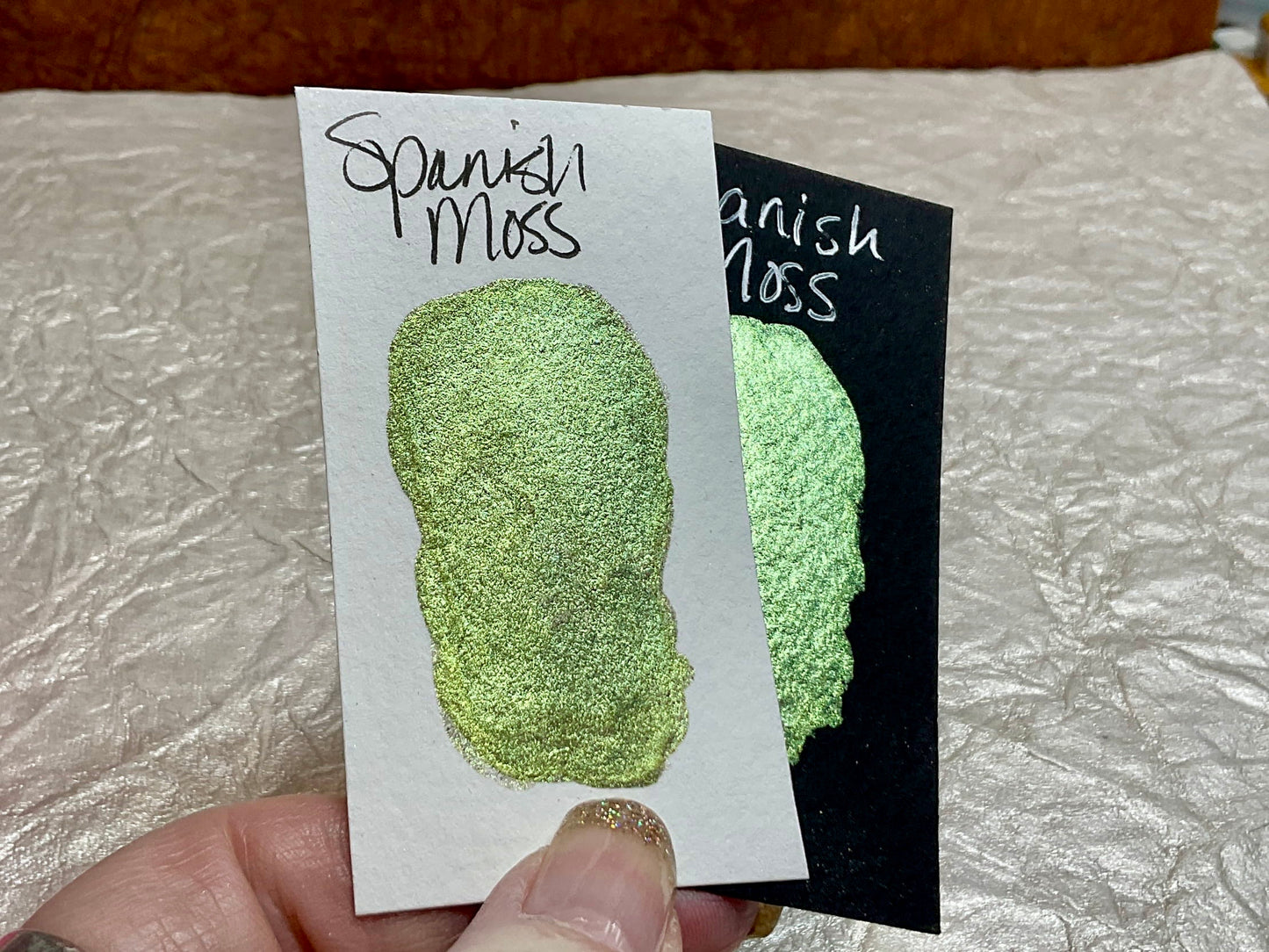 Spanish Moss-Handmade Shimmer watercolor paint-half pan