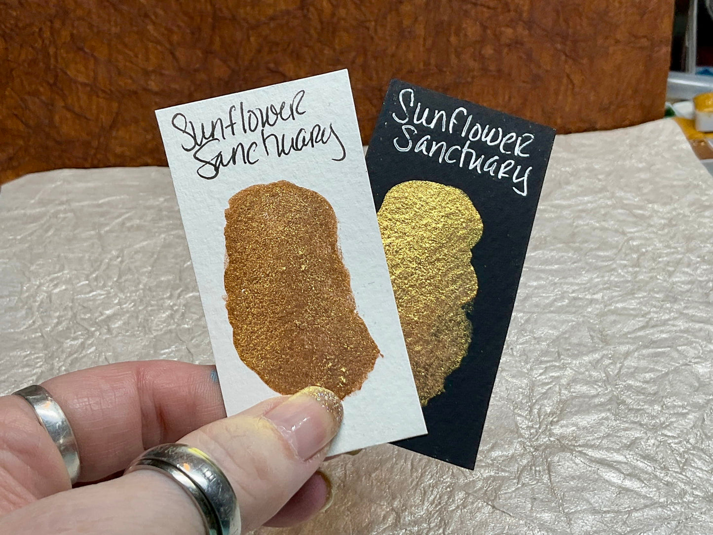 Sunflower Sanctuary-Handmade Shimmer watercolor paint-half pan