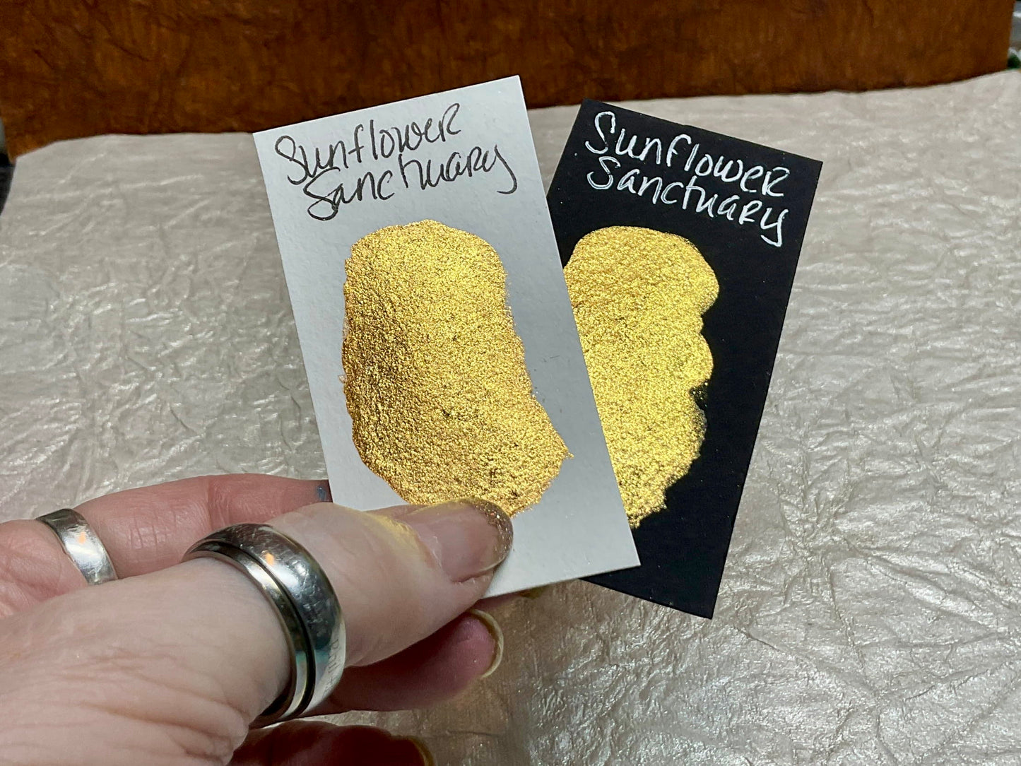 Sunflower Sanctuary-Handmade Shimmer watercolor paint-half pan