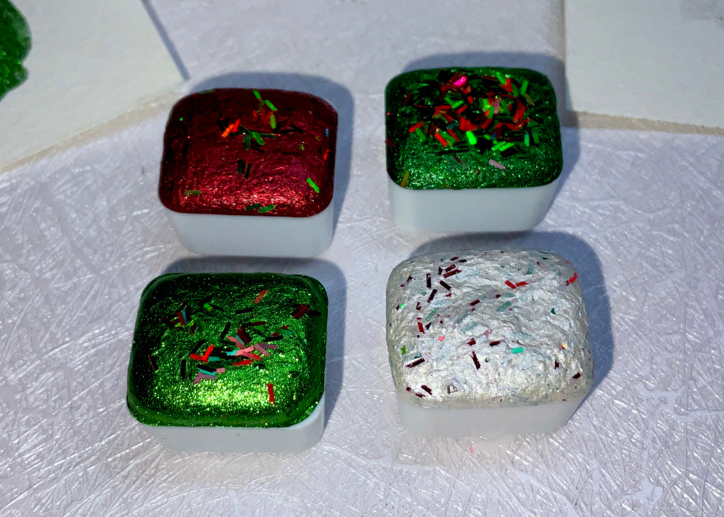 Merry Christmas Collection ~ Handmade shimmer watercolor paint-half pan