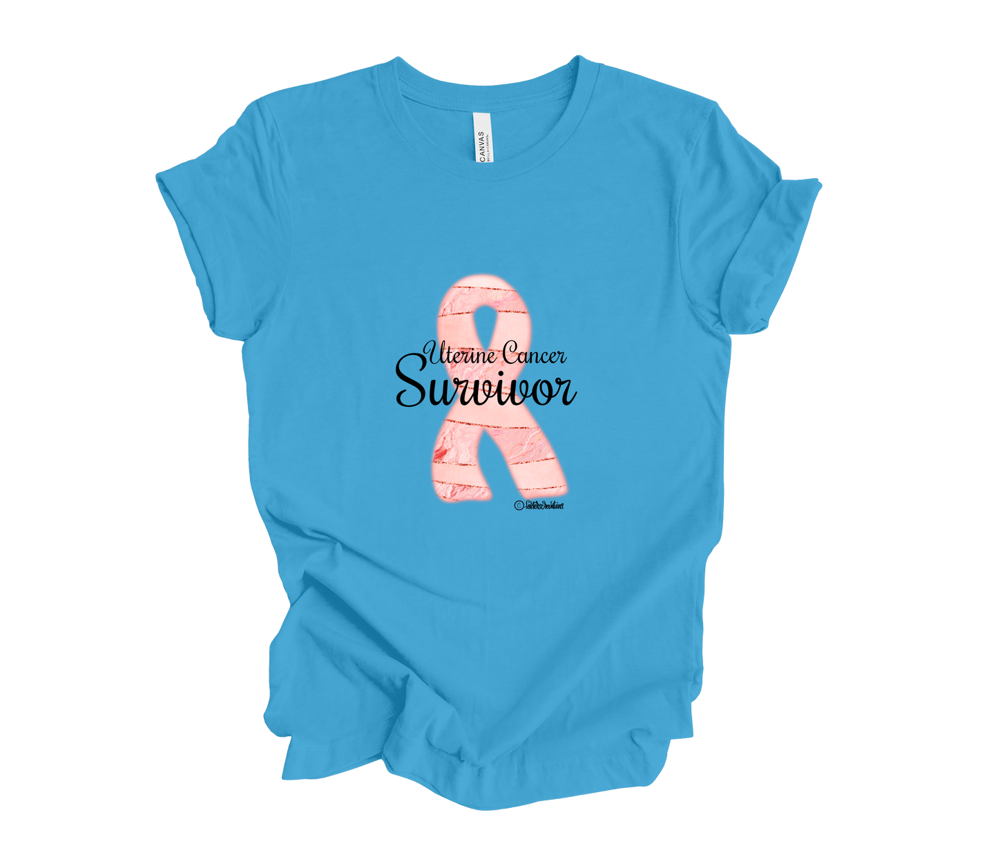 Unisex t-shirt-Uterine Cancer Survivor Ribbon 1 Plus Size