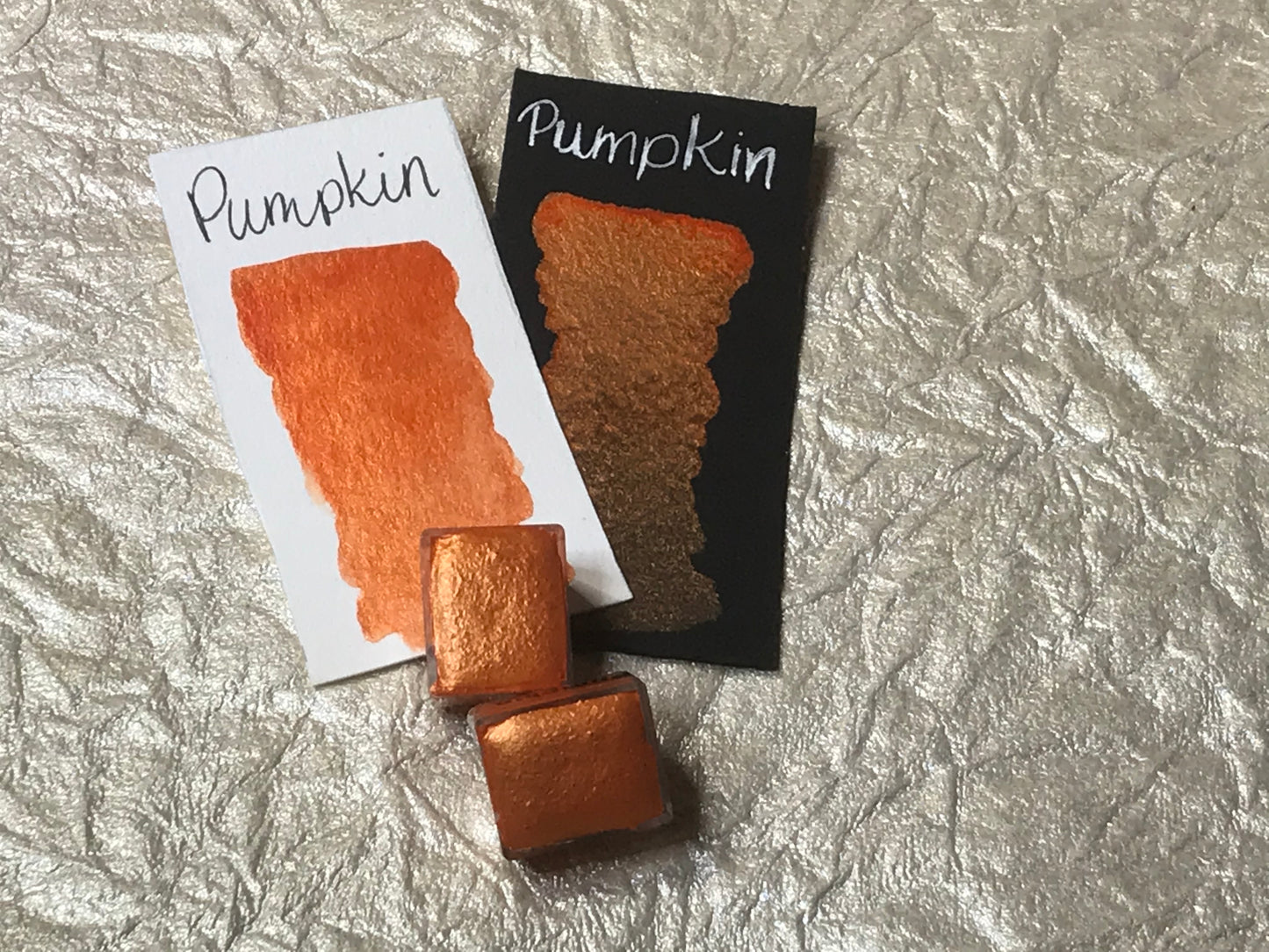 Pumpkin~Handmade Shimmer watercolor paint-half pan