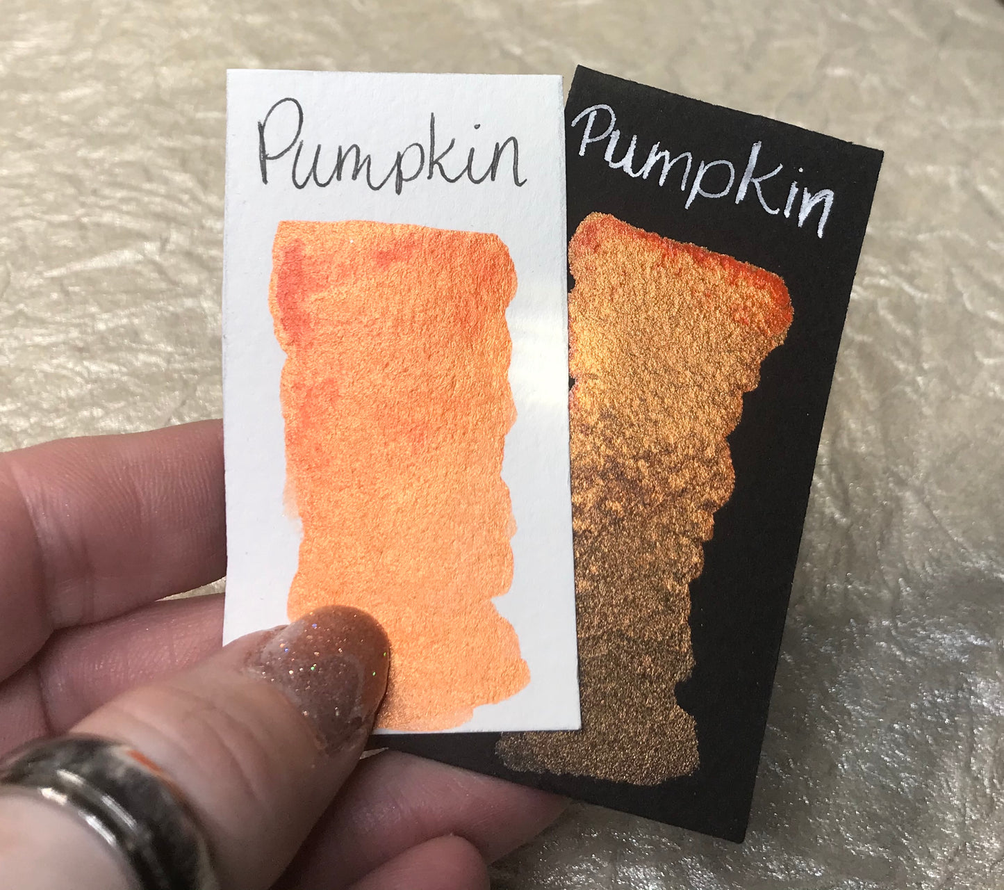 Pumpkin~Handmade Shimmer watercolor paint-half pan