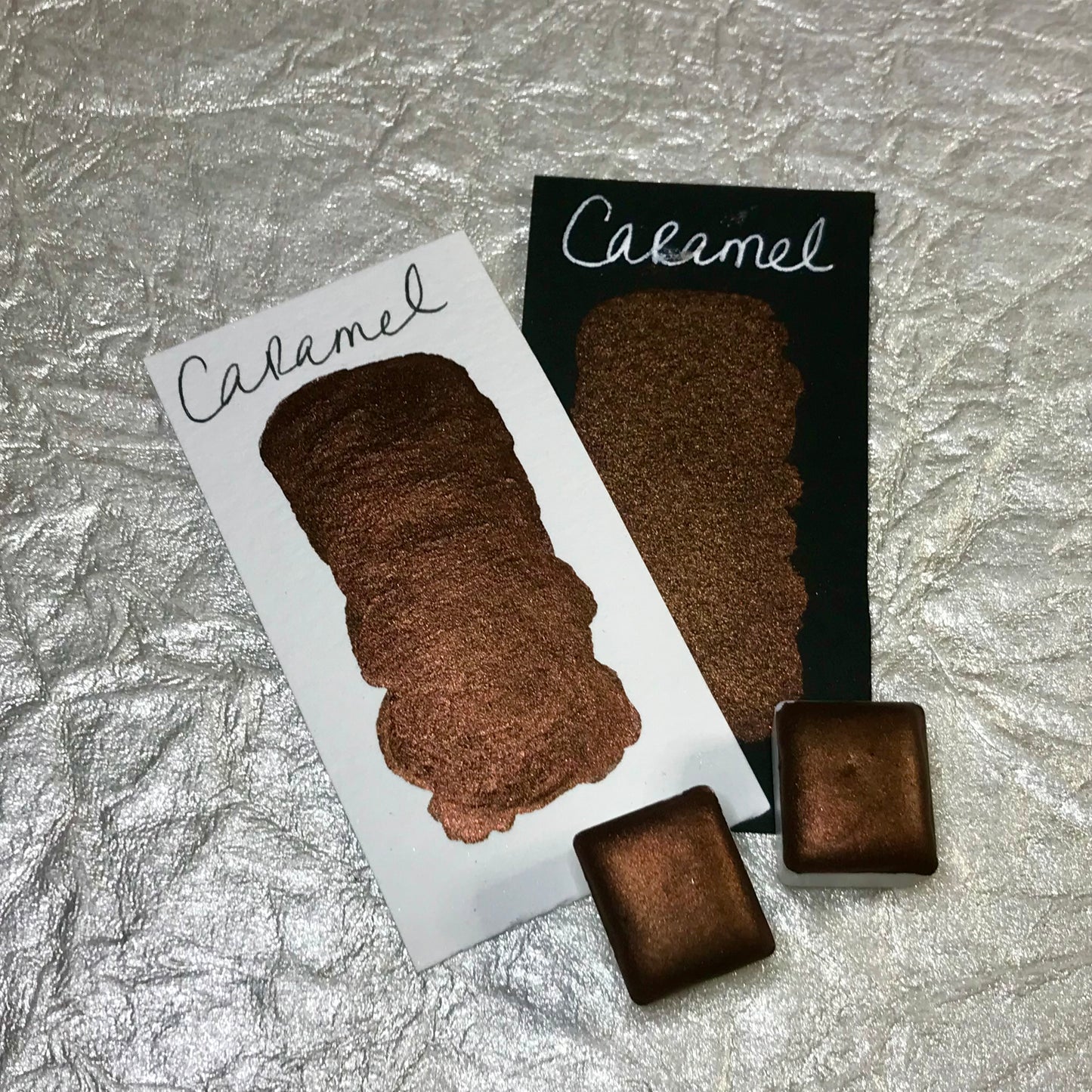 Caramel~Handmade Shimmer watercolor paint-half pan