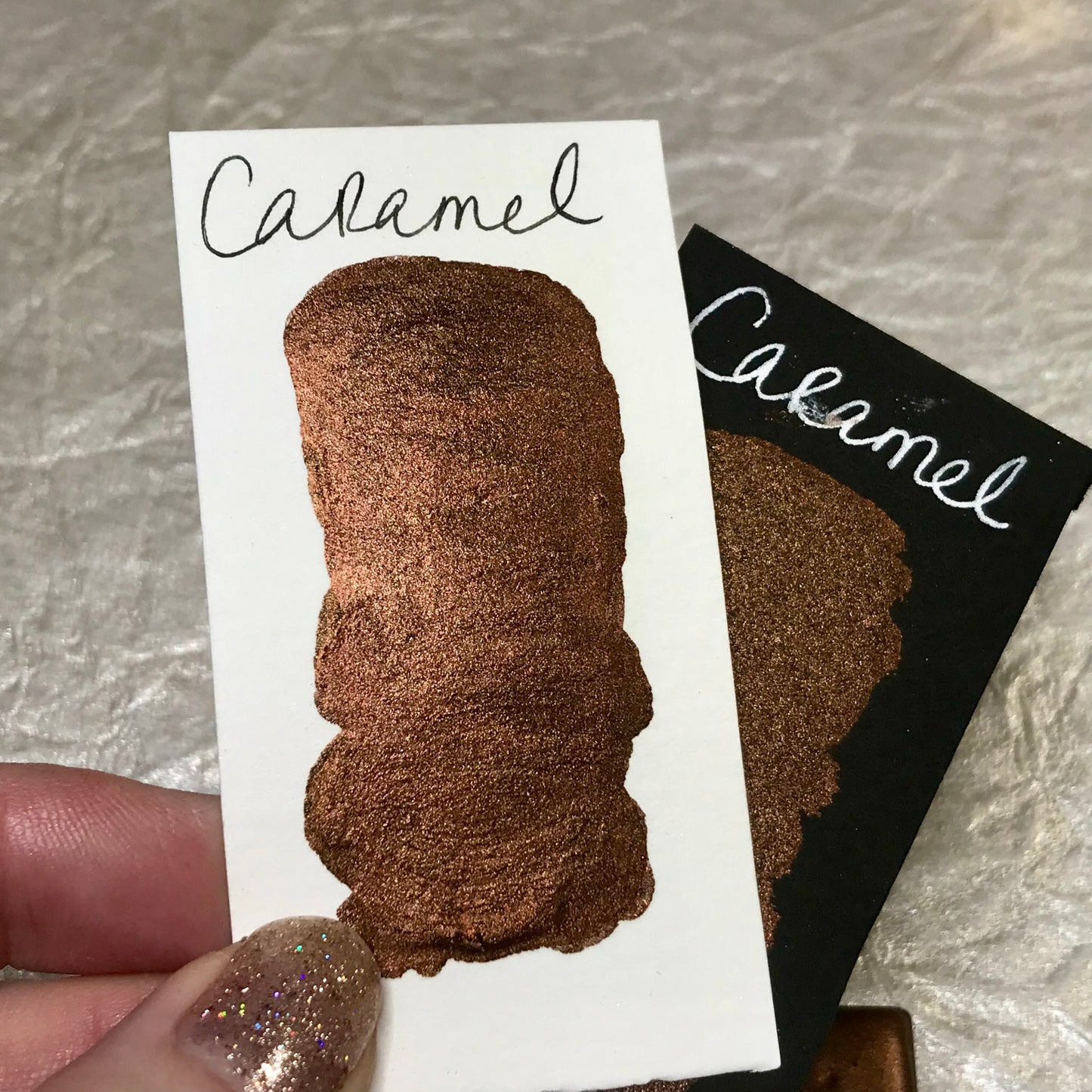 Caramel~Handmade Shimmer watercolor paint-half pan