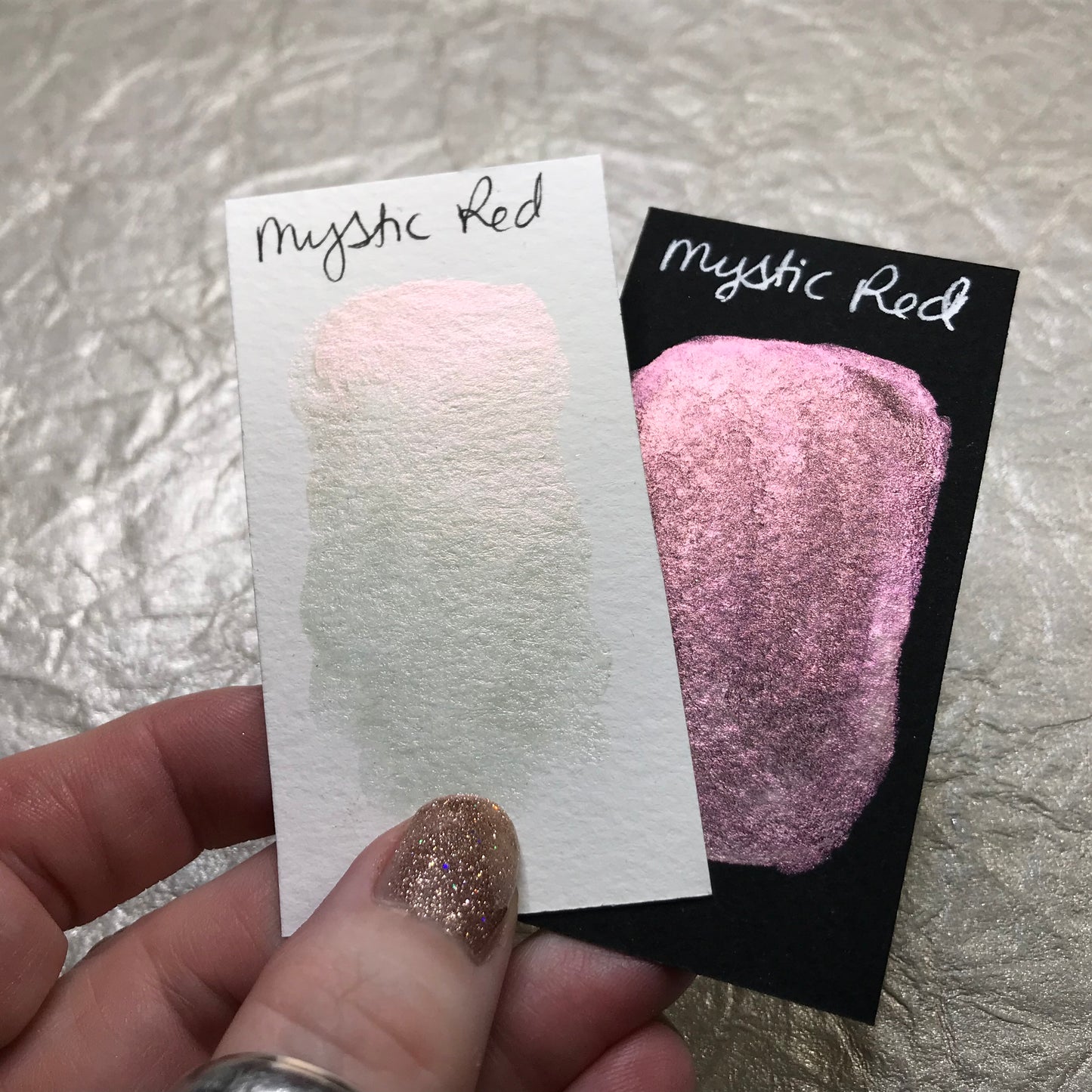 Mystic Red~Handmade Shimmer watercolor paint-half pan