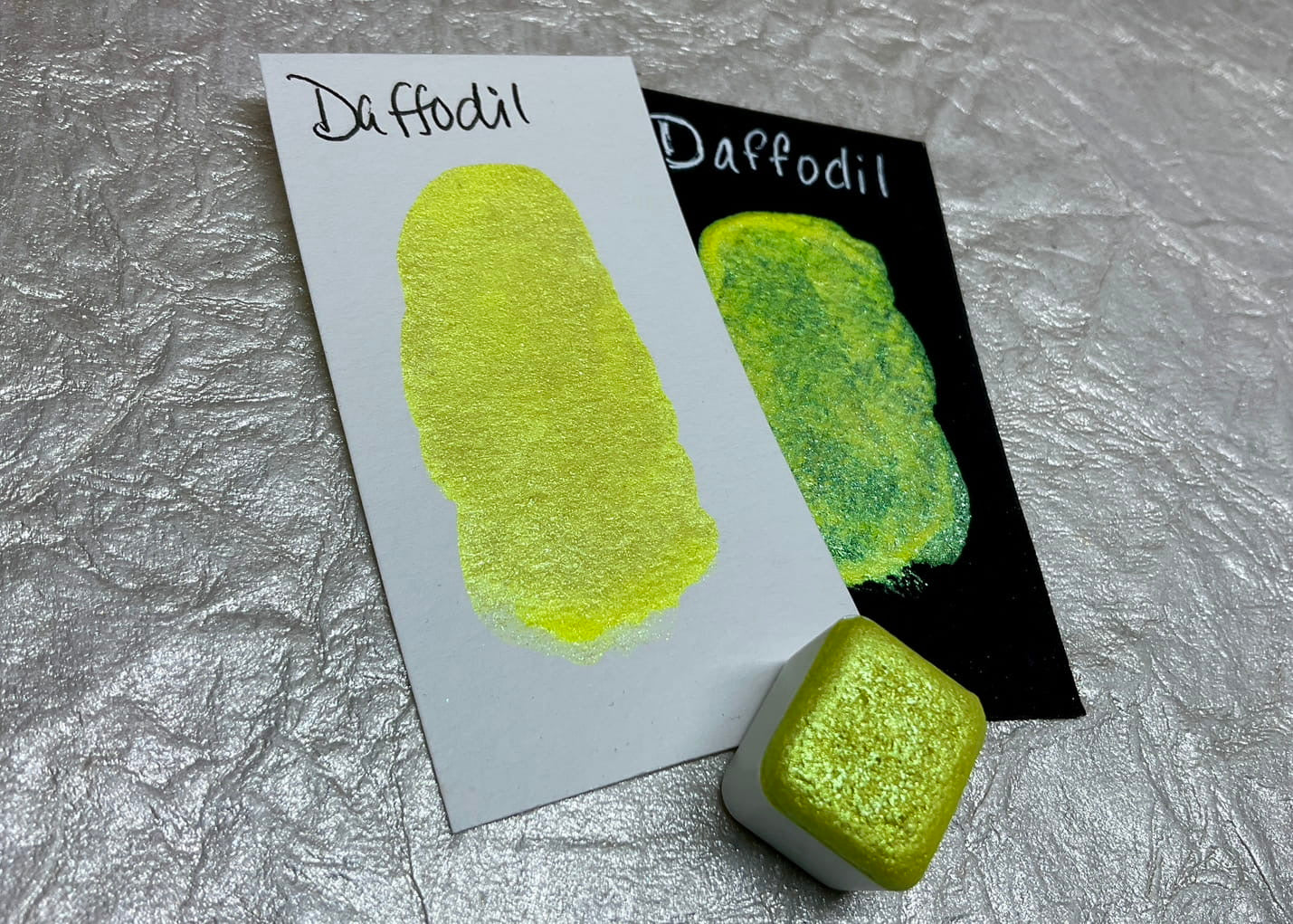 Daffodil -Handmade Shimmer watercolor paint-half pan