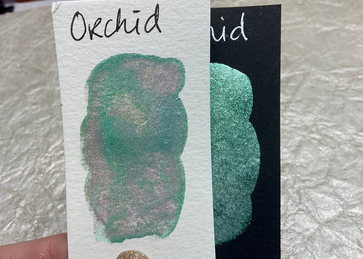 Orchid -Handmade Shimmer watercolor paint-half pan