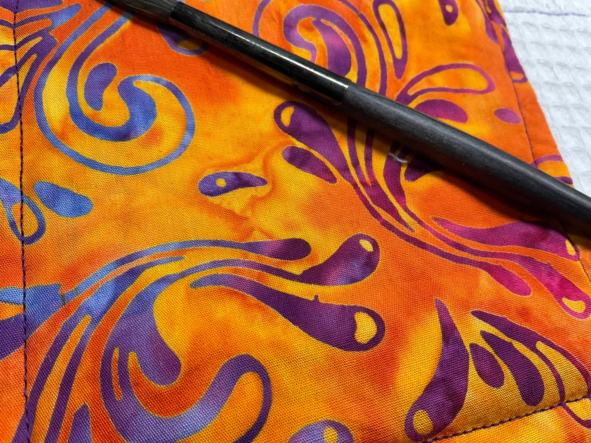 Orange Purple swirl Batik watercolor brush cloth 4.5x4.5 inch,reusable towel