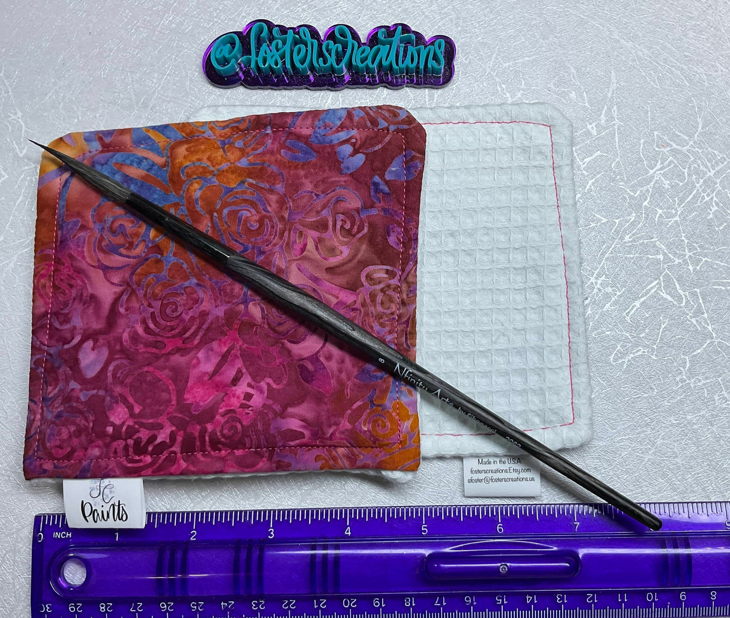 Rose Batik-watercolor brush cloth -4.5x5 inch,reusable towel~FC-Paints