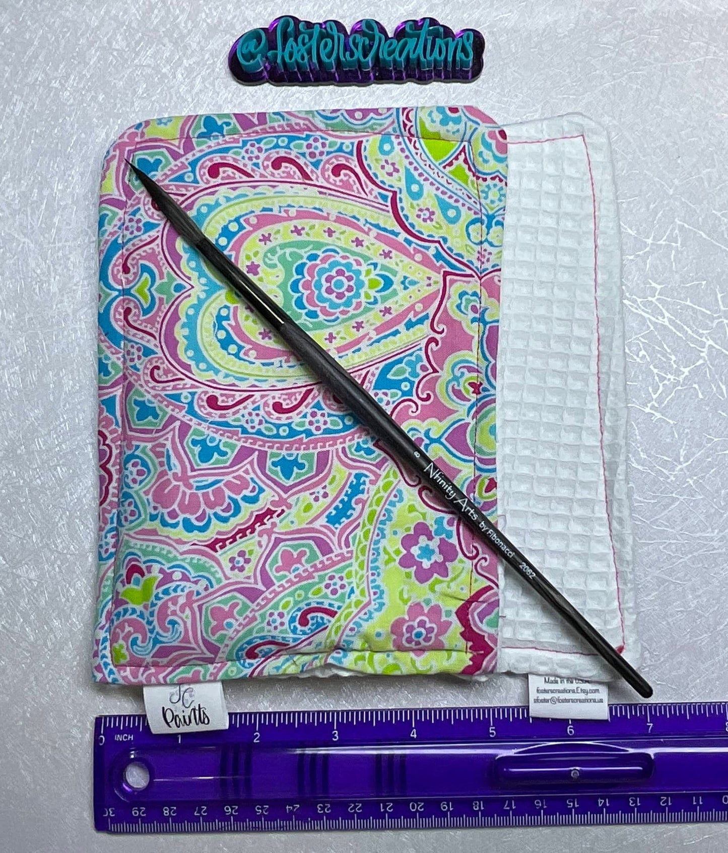 Pink Paisley-watercolor brush cloth -5x7 inch,reusable towel