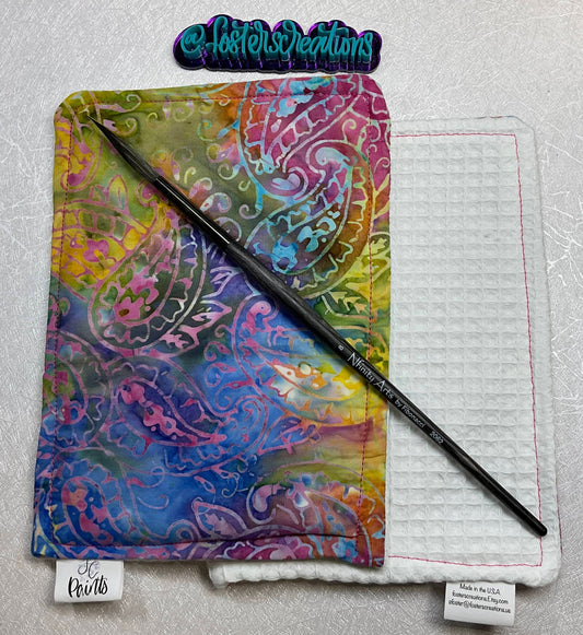 Paisley  Batik 1c-watercolor brush cloth -5x7 inch,reusable towel