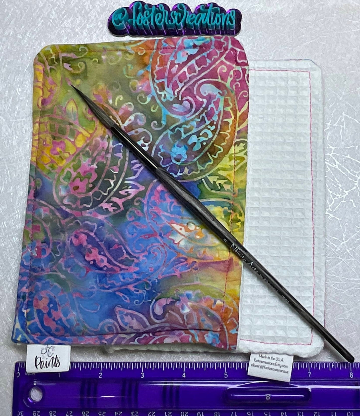 Paisley  Batik 1c-watercolor brush cloth -5x7 inch,reusable towel