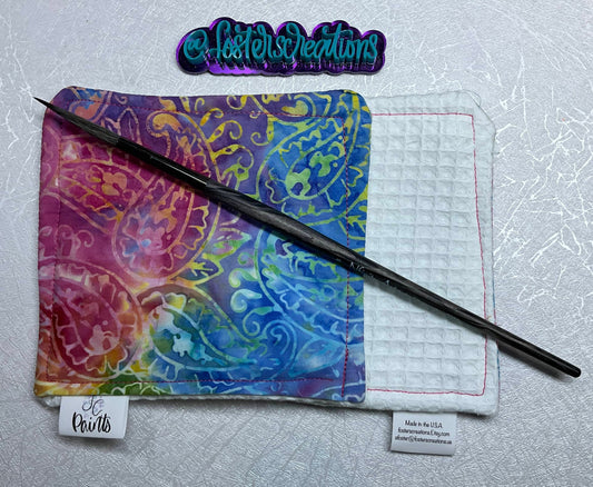 Paisley Batik 1a-watercolor brush cloth-5x5 inch,reusable towel