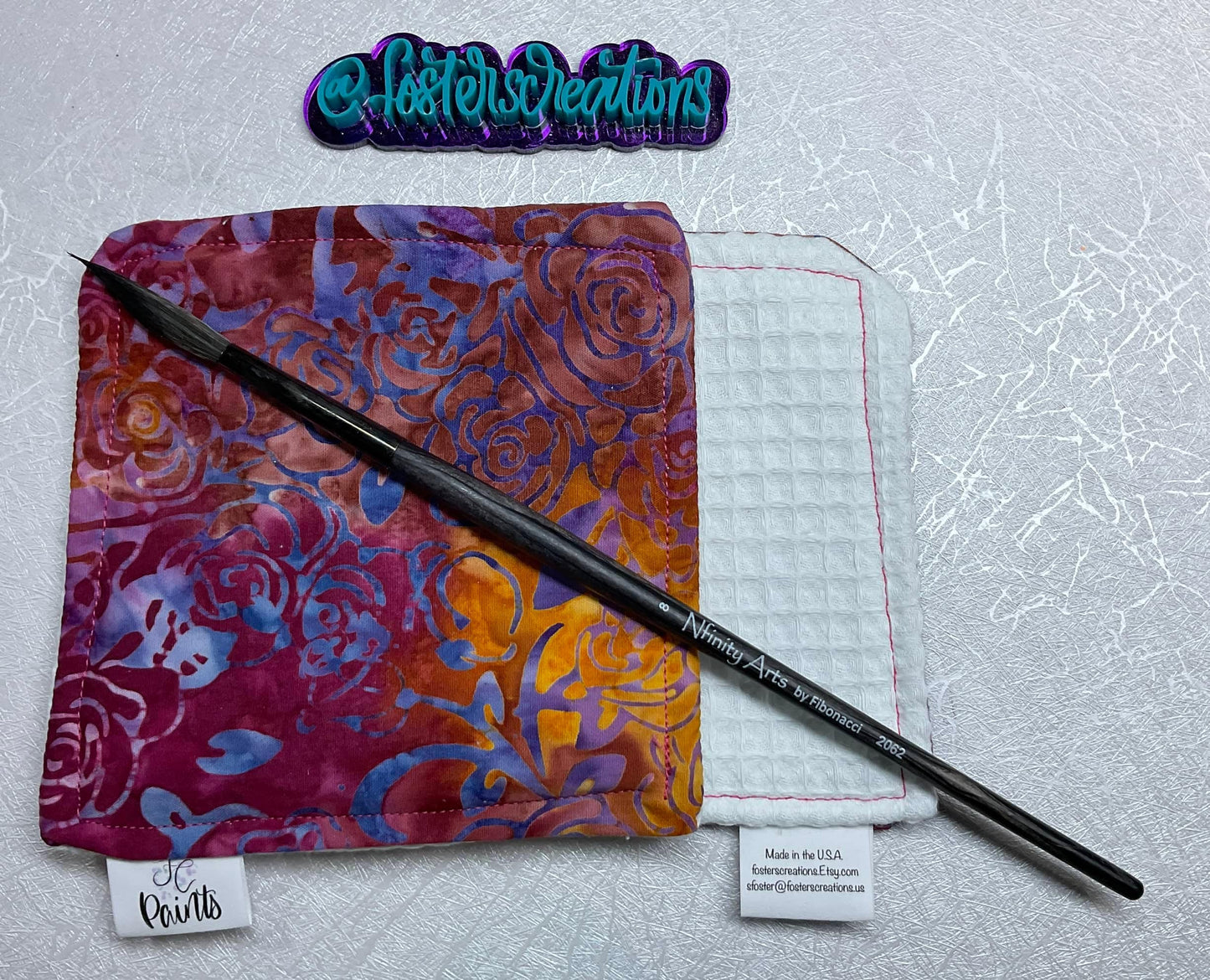 Rose Batik-watercolor brush cloth -4.5x4.5 inch,reusable towel