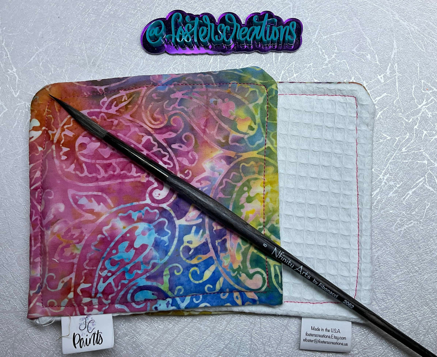 Paisley Batik 1a-watercolor brush cloth -4.5x5 inch,reusable towel