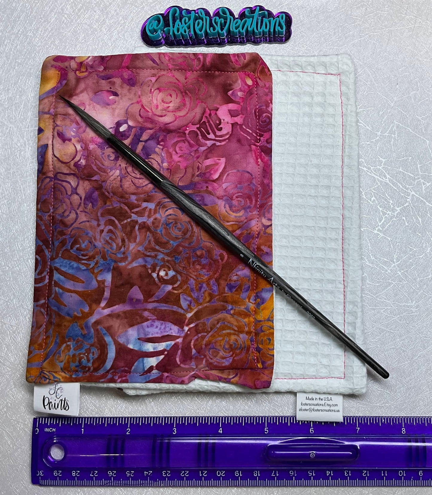 Rose Batik 1a-watercolor brush cloth -5x7 inch,reusable towel
