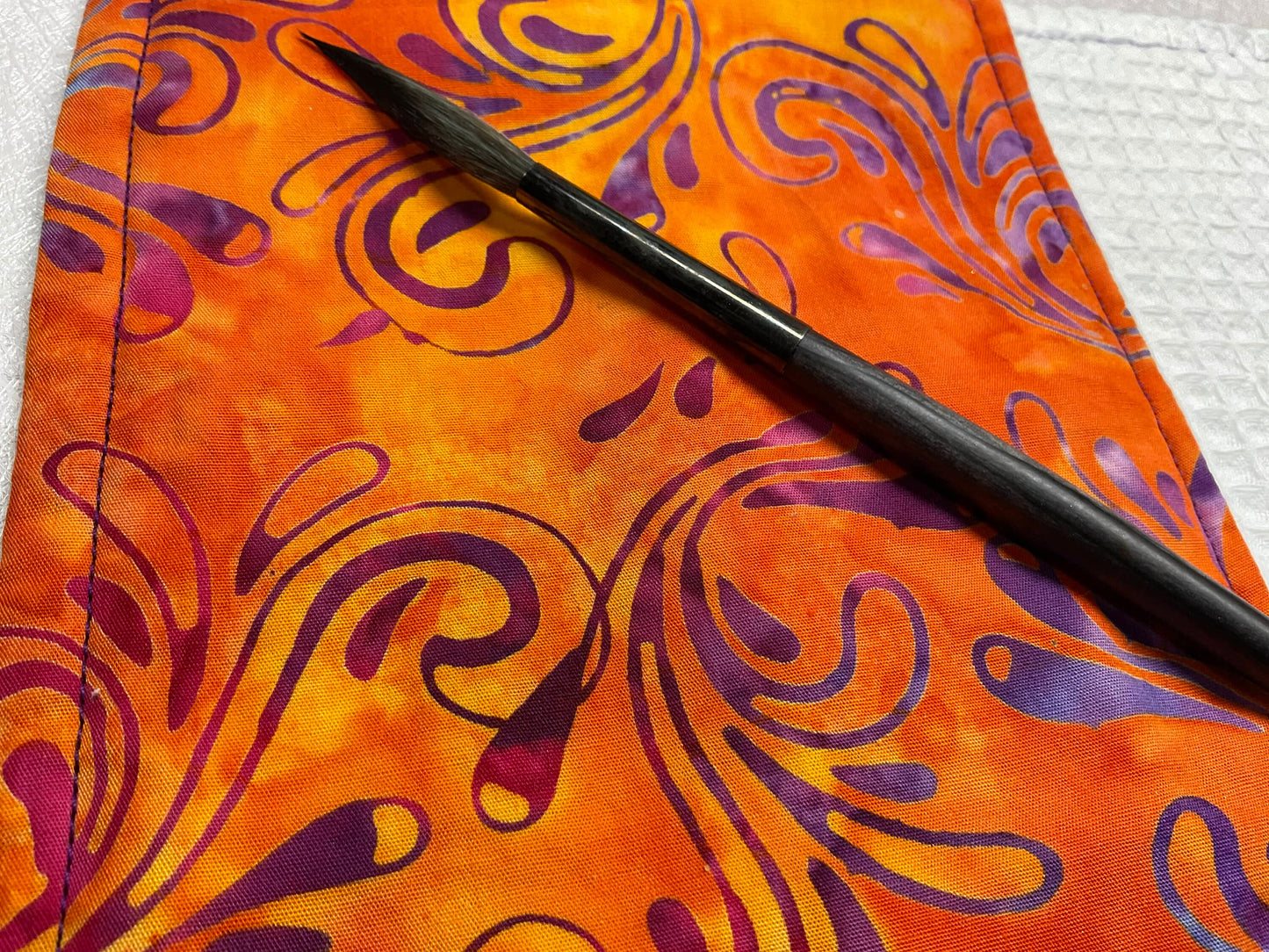 Orange Purple Swirl Batik-watercolor brush cloth -5x7 inch,reusable towel