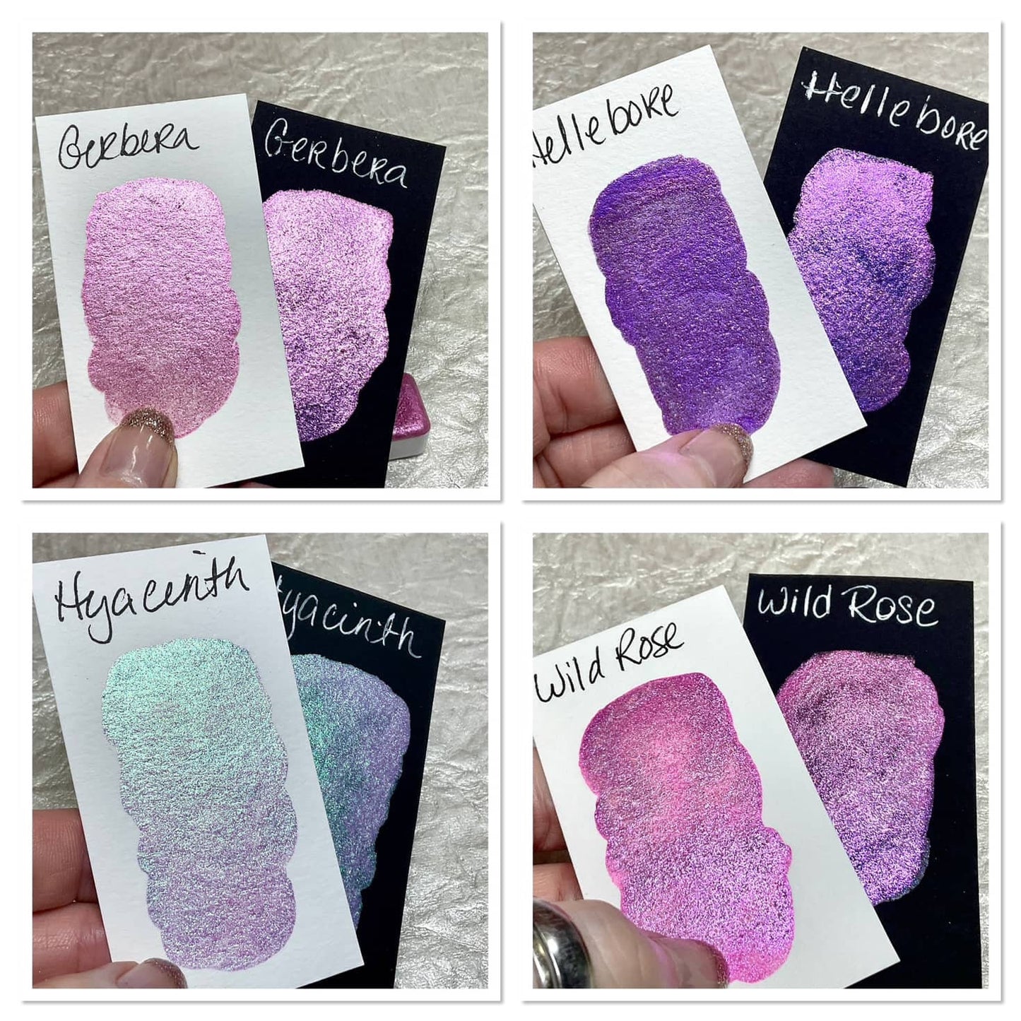 Botanical Whimsy shimmer watercolor paint swatch photo